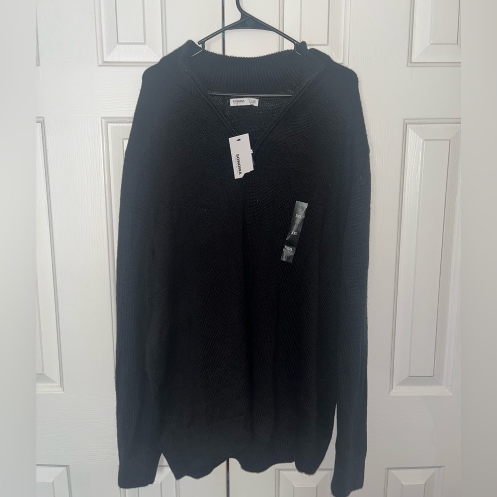 NWT Sonoma Black Quarter zip Sweater